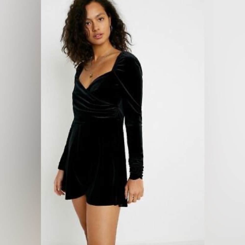 Urban Outfitters Emily Velvet Wrap Playsuit